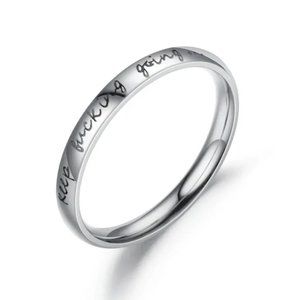 INSPIRATIONAL Unisex KEEP F^CKING GOING Stainless Steel Ring - Silvery